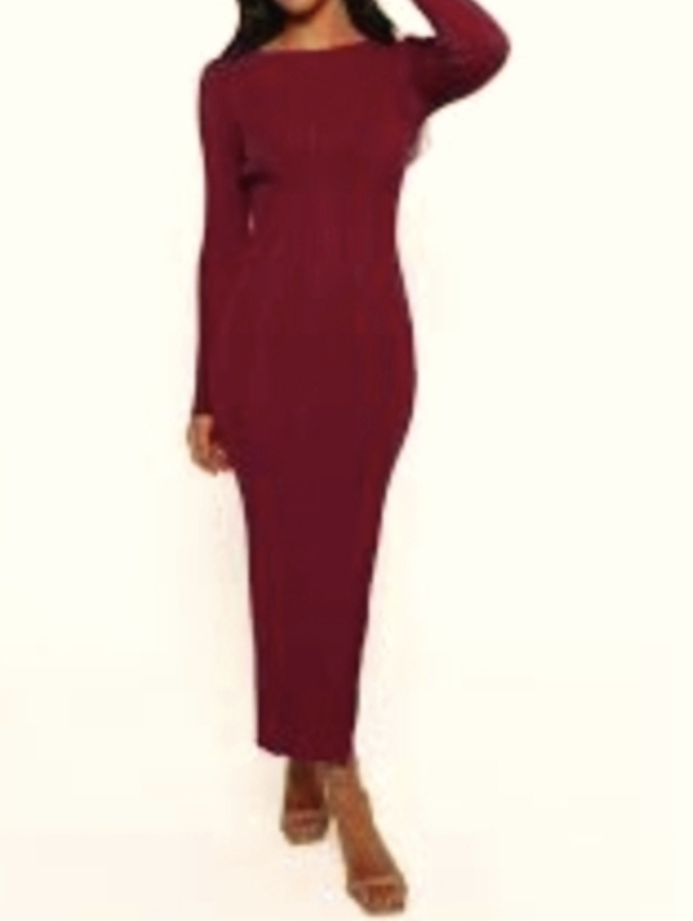 Petal & Pup Long Sleeve Ribbed Dress in Plum..SIZE:XS/S